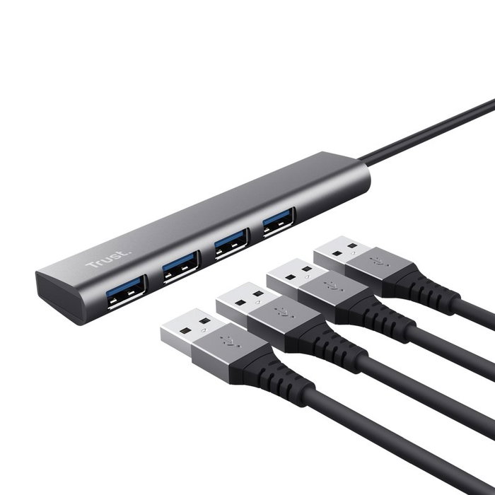 Trust Halyx Hub USB Tipo-C con 4 puertos USB-A Gris Trust Halyx Hub USB Tipo-C con 4 puertos USB-A Gris